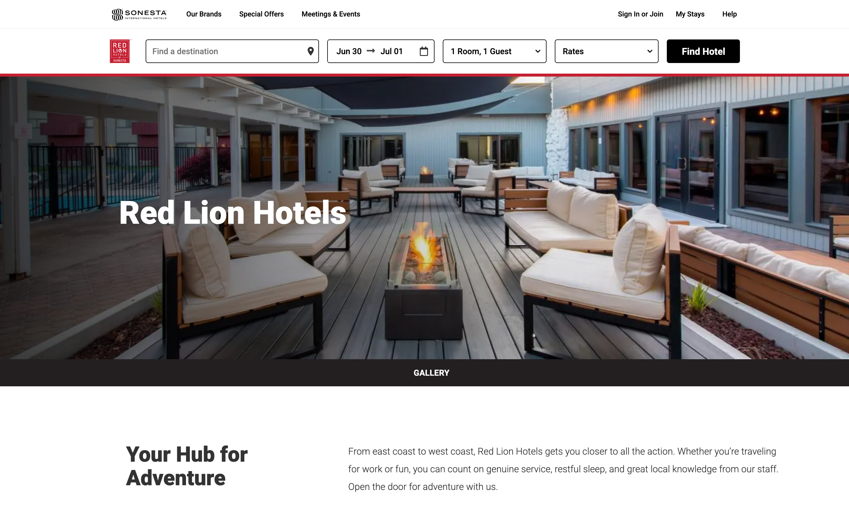 Red Lion Hotels website