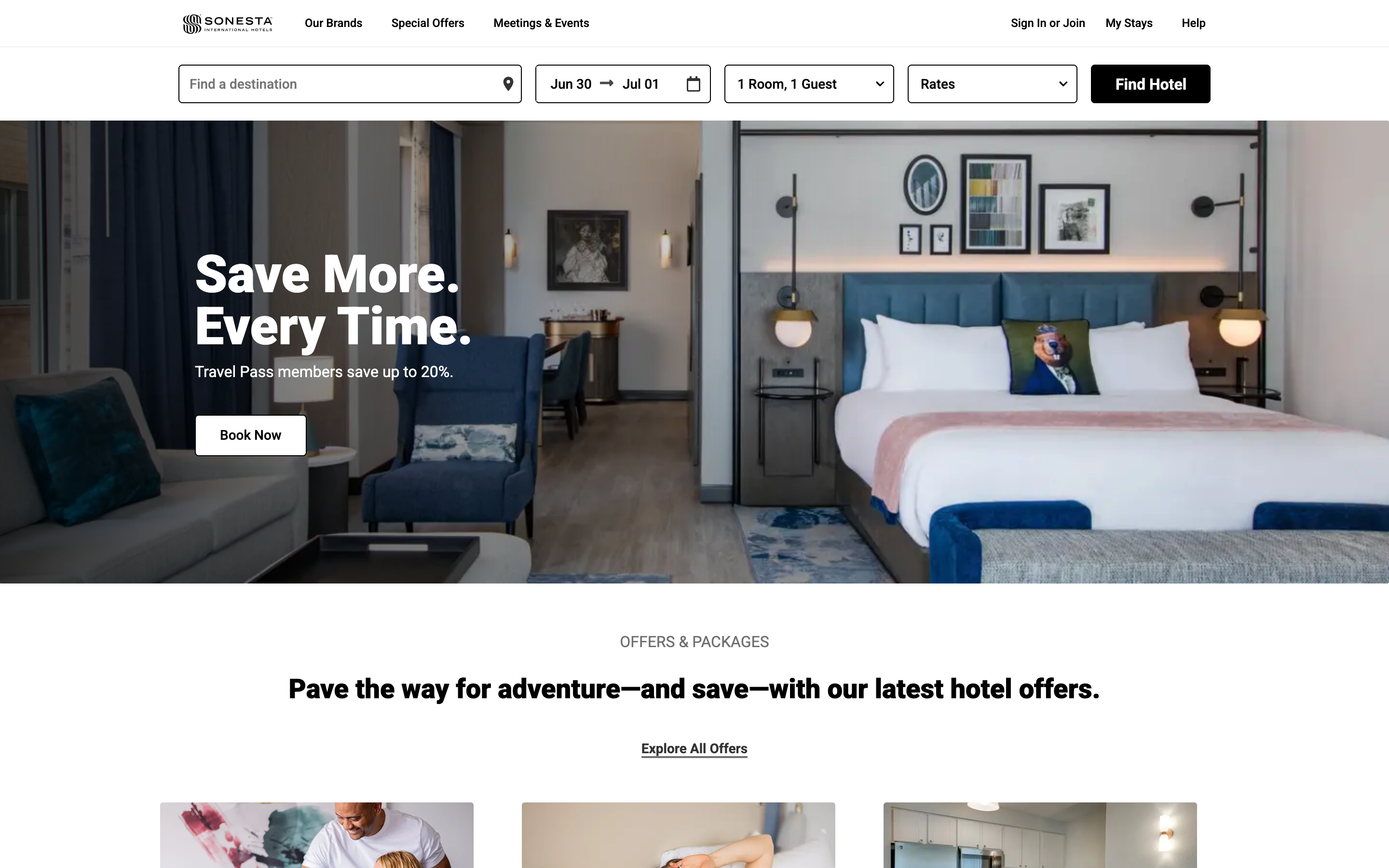 Sonesta Hotels & Resorts website