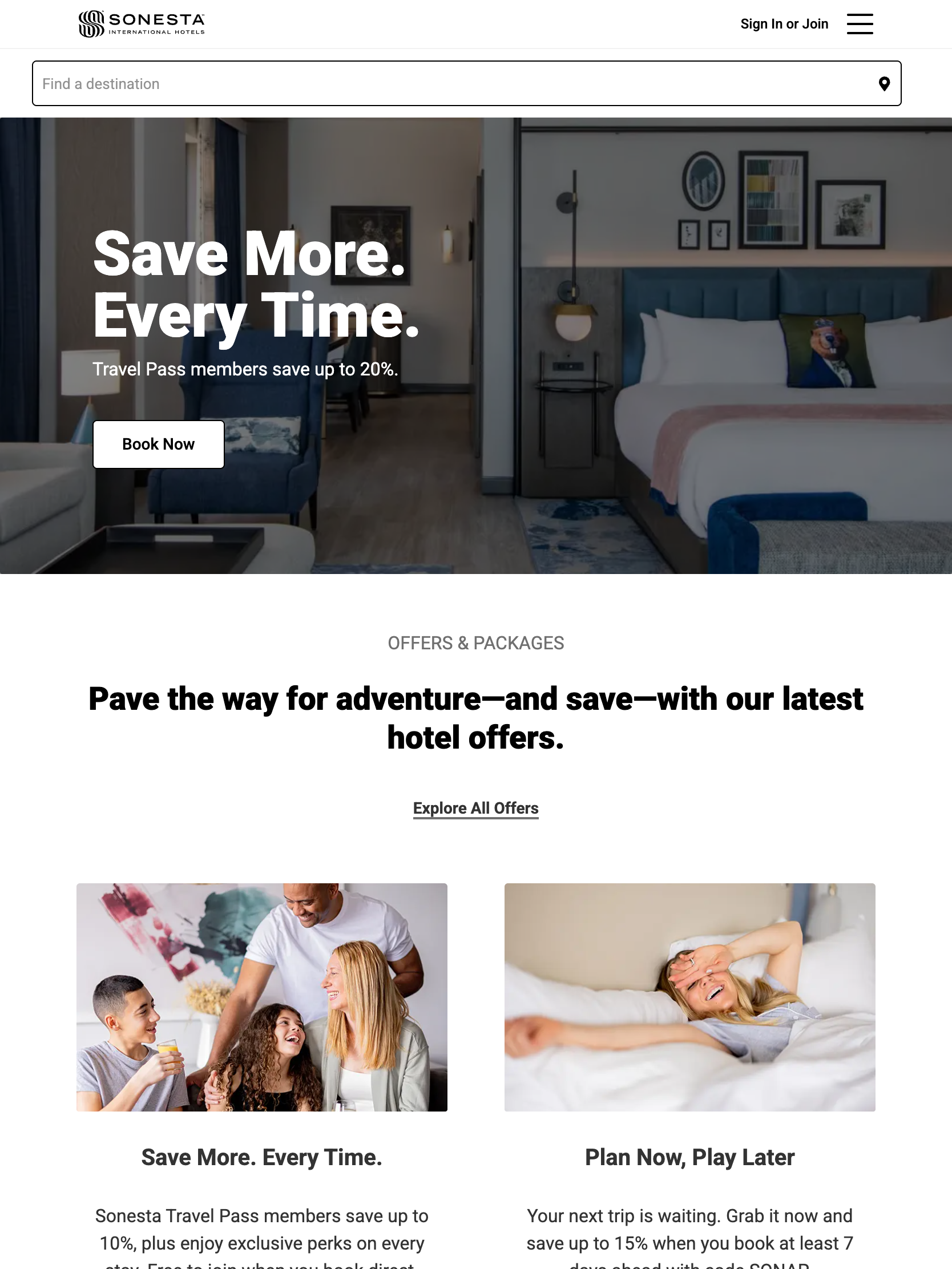 Sonesta Hotels & Resorts tablet